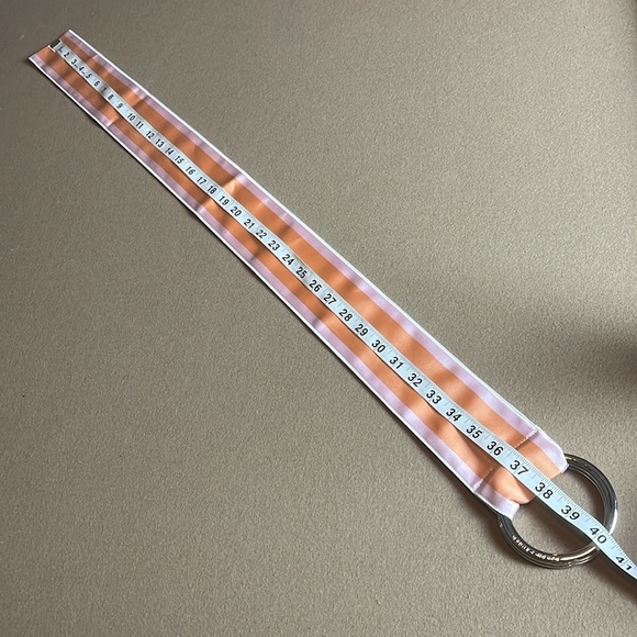 RALPH LAUREN 3” Wide Striped Ribbon Belt - Pastel Orange & Pink - XS to Med main image 8